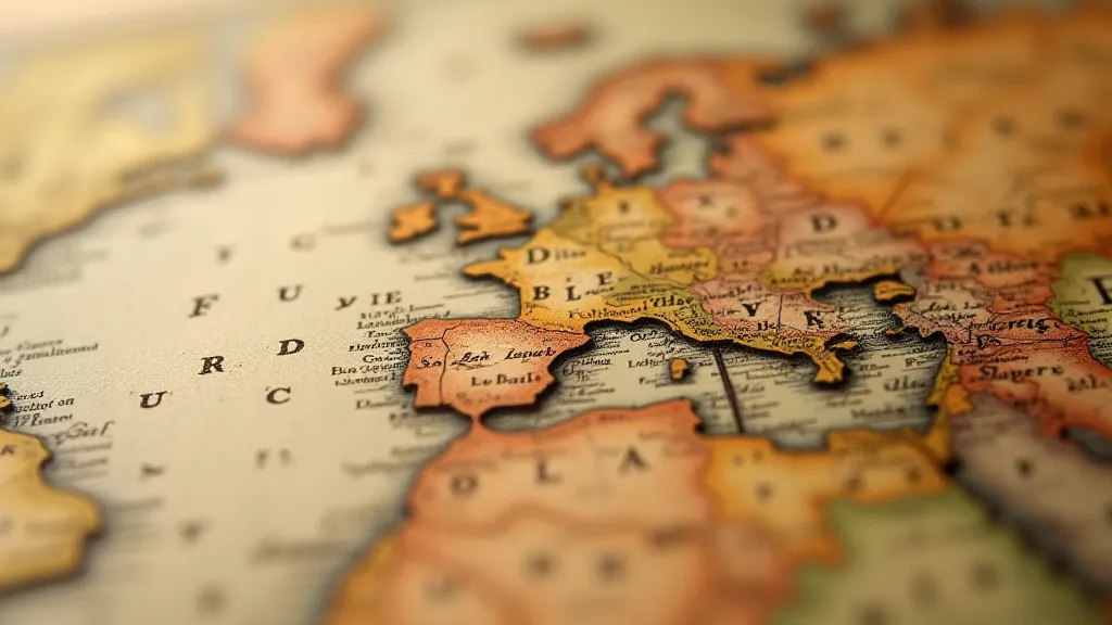 Detailed view of aged map paper