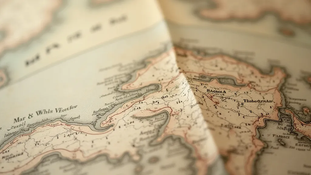Detailed view of an antique map's geography
