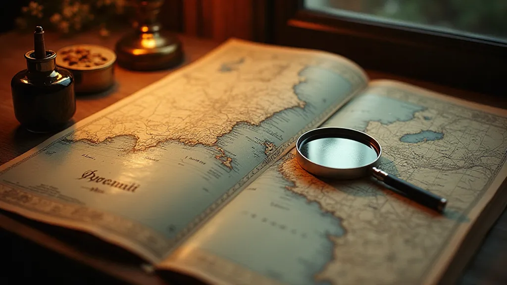 Antique map on display in a study