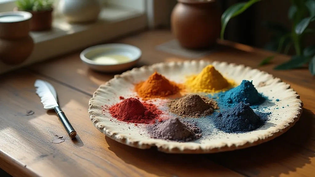 Antique map palette with powdered pigments