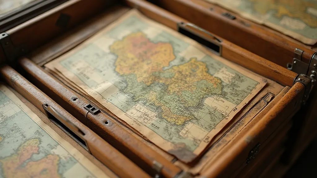 Antique maps stored in archival boxes