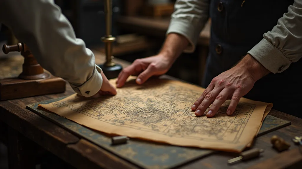 Cartographer carefully folding a map