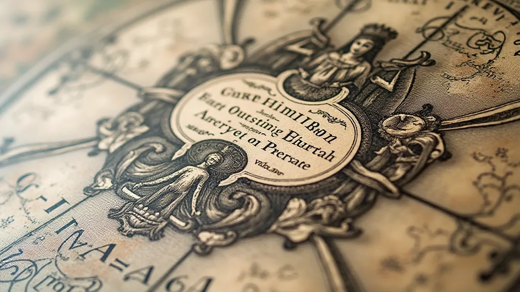 Close-up of a cartouche on an antique map