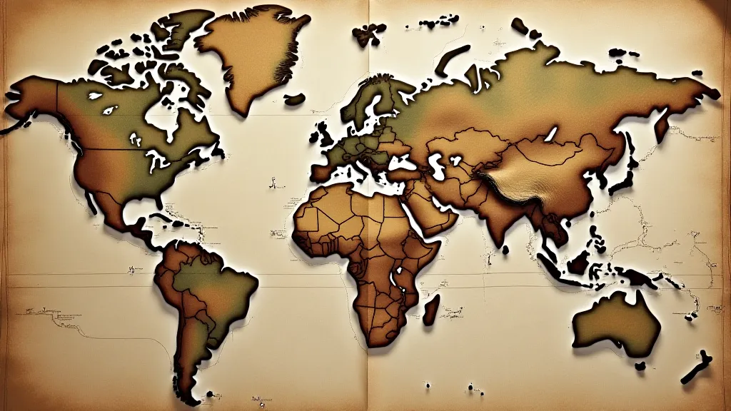 Fold lines on an antique map