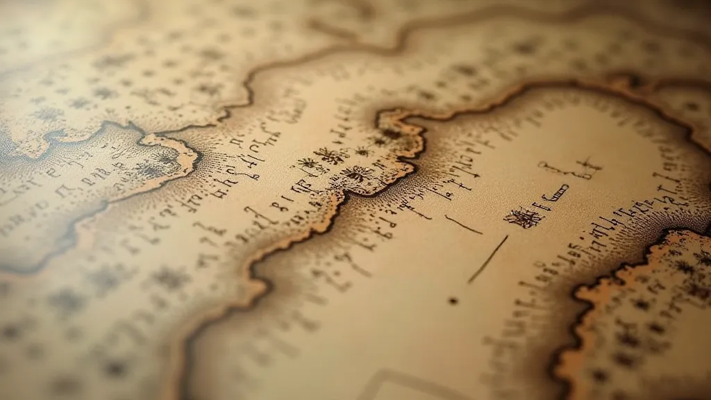 Close-up of foxing on antique map