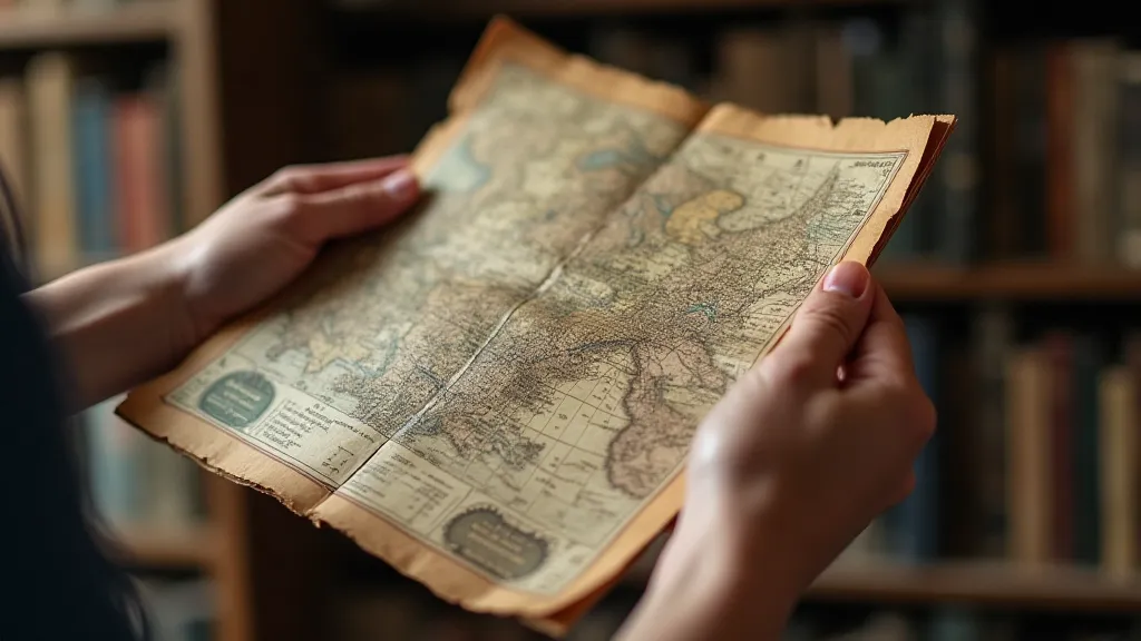 Hands holding an antique map