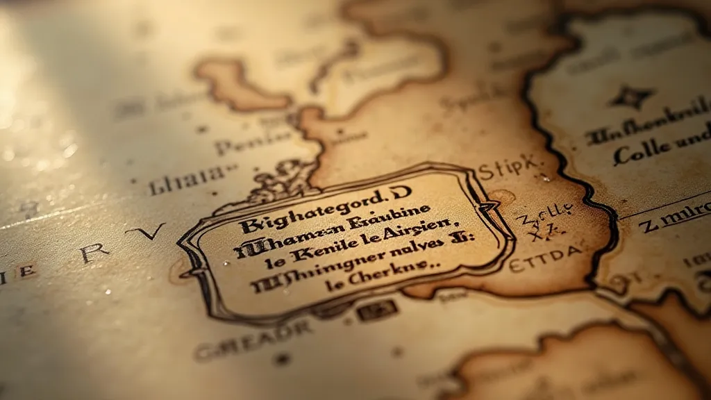 Close-up of antique map ink and paper