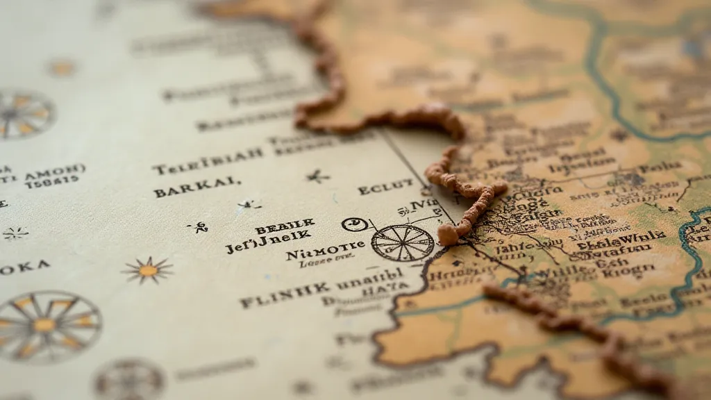 Delicately repaired tears on antique map