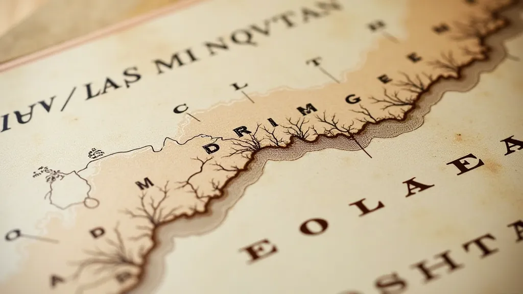 Faded ink handwriting on antique map margin