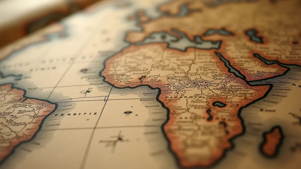 Close-up of a historic map's details