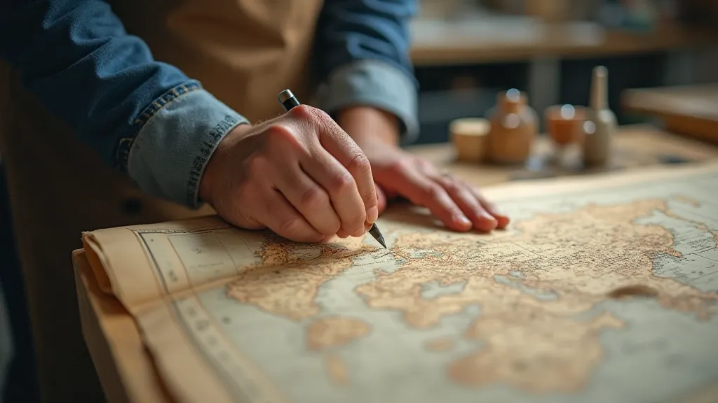 Craftsman repairing an antique map