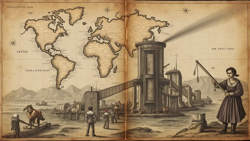 Illustration showing the connection between paper mill and antique map watermark.